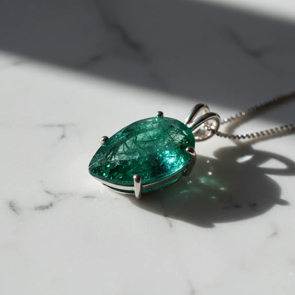 Pendentif émeraude monté sur or rose
