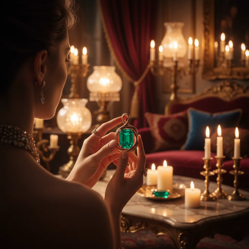 Pendentif émeraude symbole des noces d'émeraude